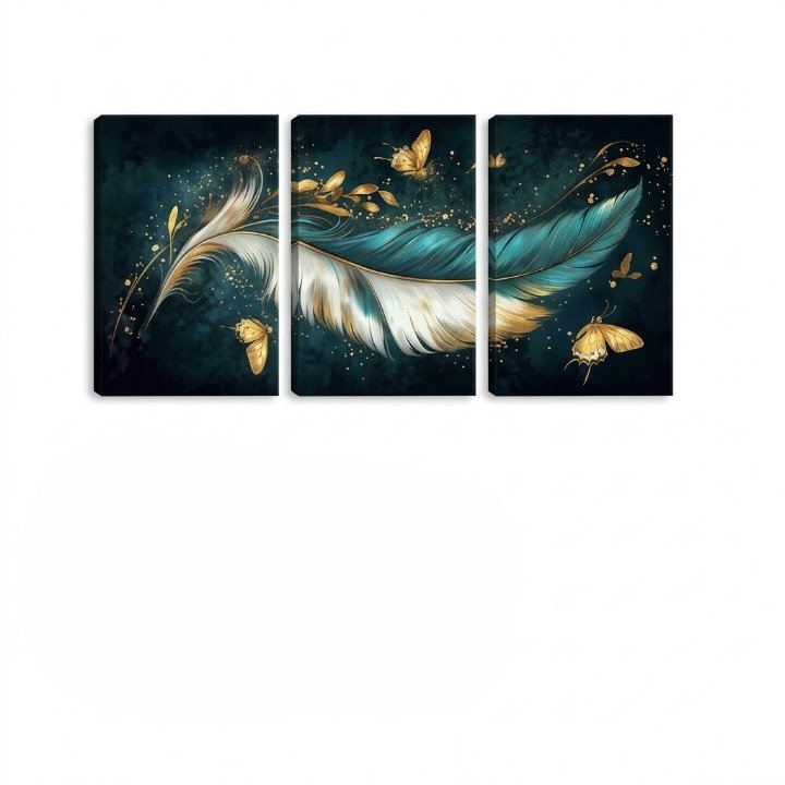 Artistic Feather & Butterflies MDF Wall Frames - Set of 3