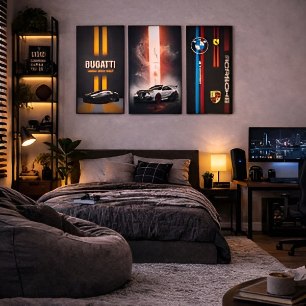 3-Piece Car Wall Art Frame Set (High-Quality MDF)