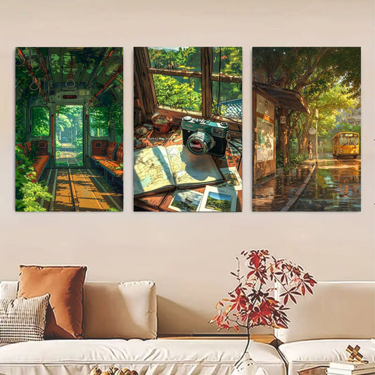 Set of 3 Nature Art Wall Frames – Room Decoration, 8x11 Inches with Double Tape for Easy Mounting